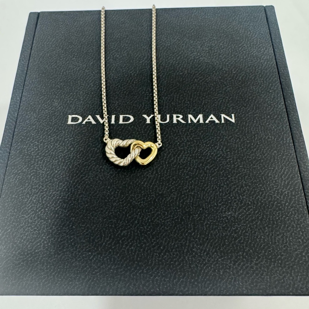 David Yurman Cable Collectibles Interlocking Heart Necklace with 18k Yellow Gold